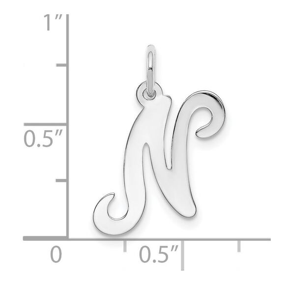 14k White Gold, Sophia Collection, Small Script Initial N Pendant - Picture 4 of 5